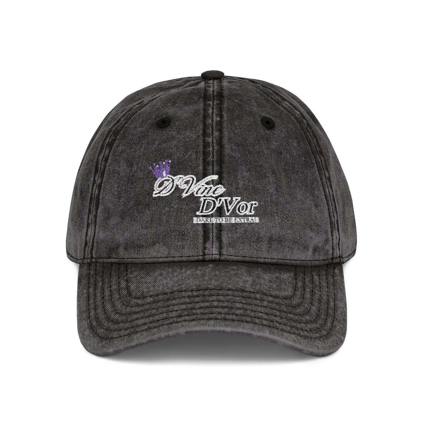 DVine DVor Vintage Embroidered Cap Retro Distressed Dad Hat with Script Logo