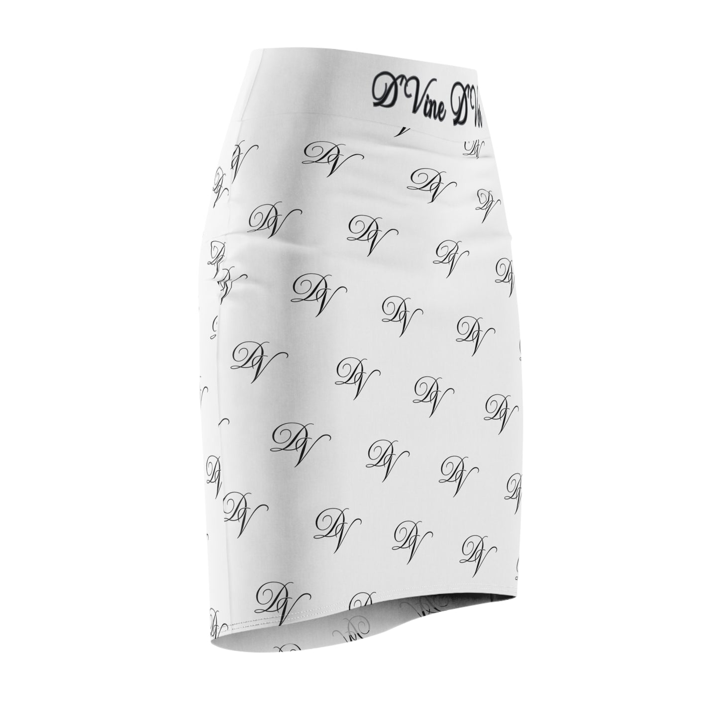 DVine DVor Monogram Pencil Skirt  Elegant DV All-Over Print