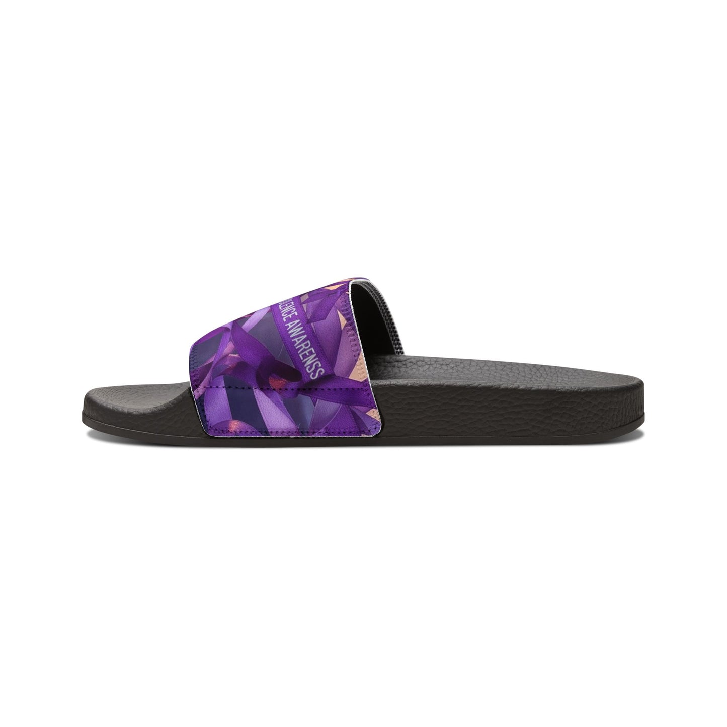 Domestic Violence Awarness Purple Ribbon Slide Sandals — Women's Removable-Strap Slides