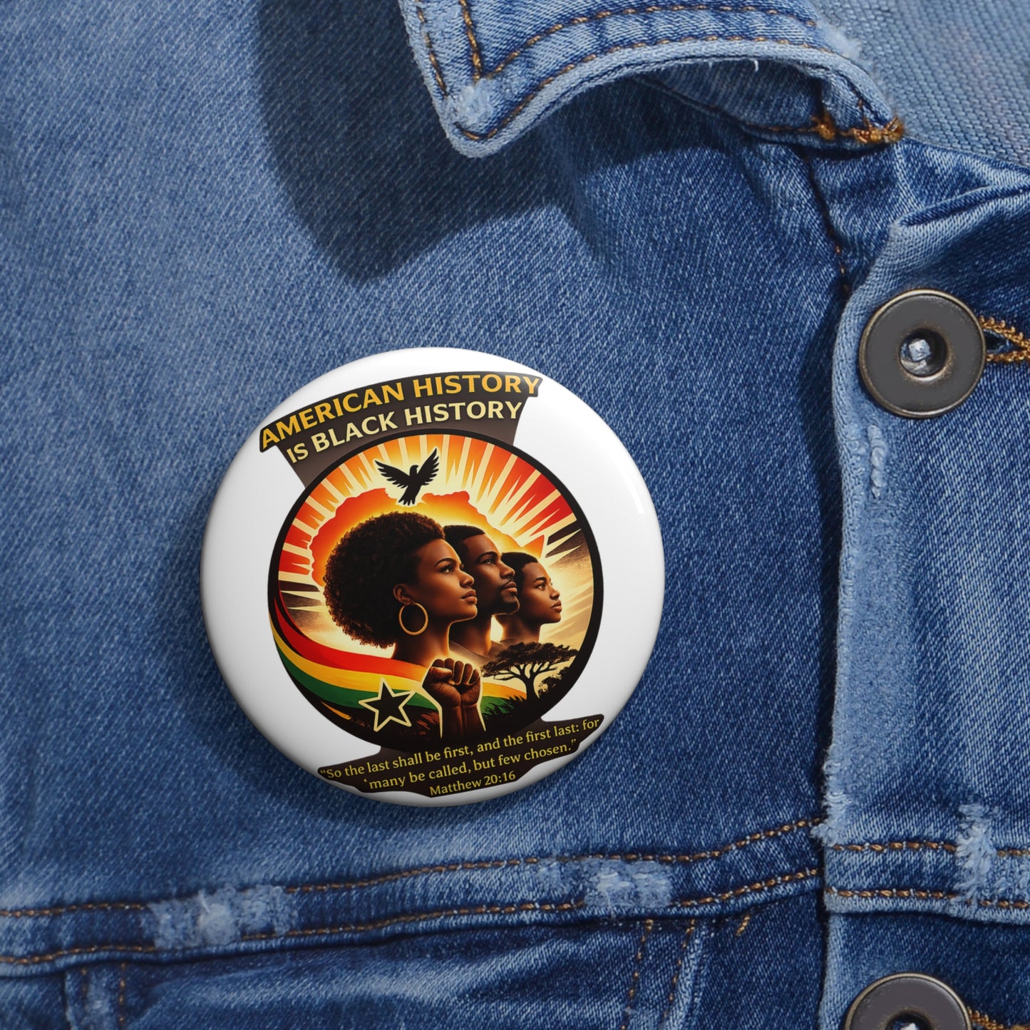 Pin Button — "American History Is Black History" Retro Afrocentric Empowerment Pin