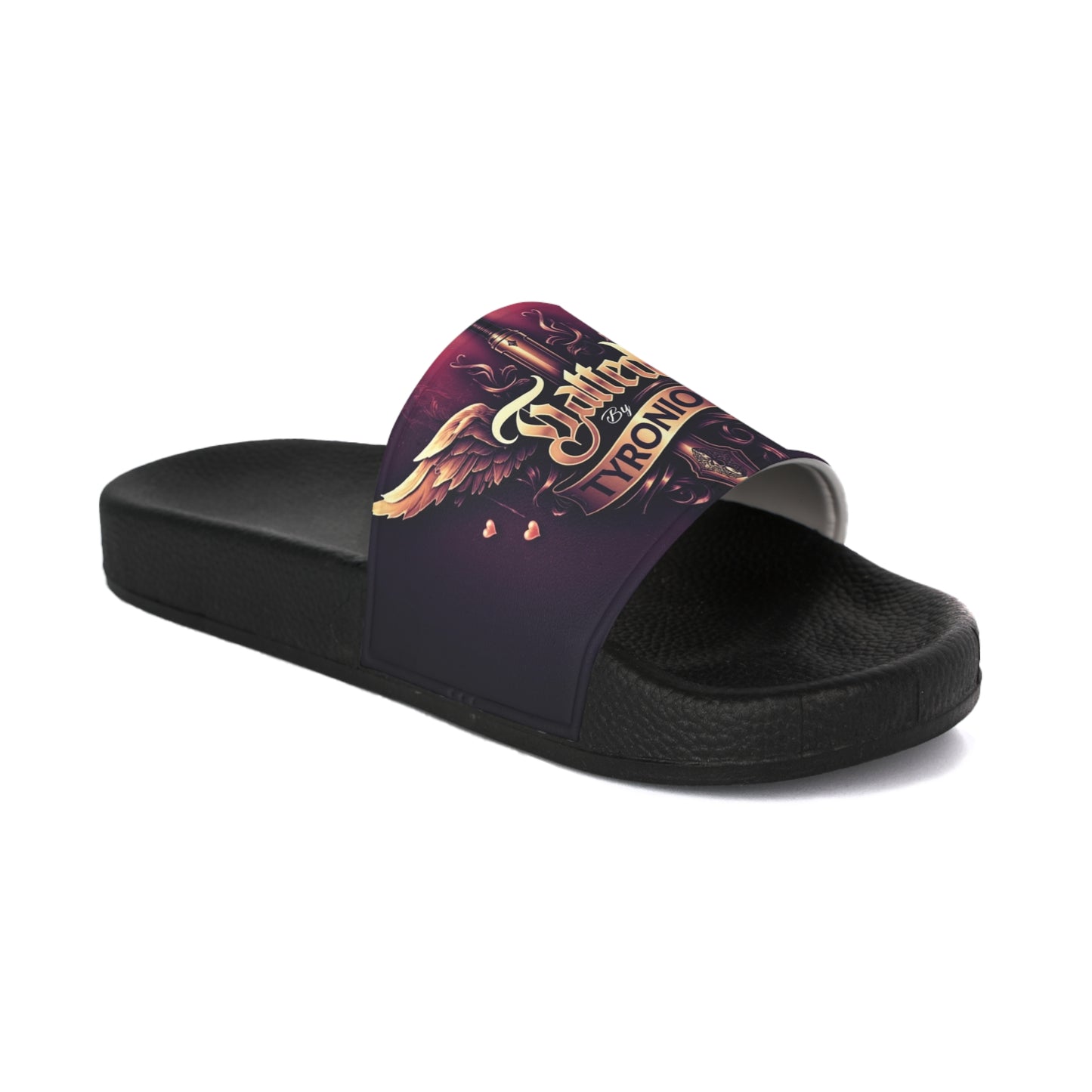 Tatted By Tyronio Womens Stay Strong Winged Heart Comfort Slides