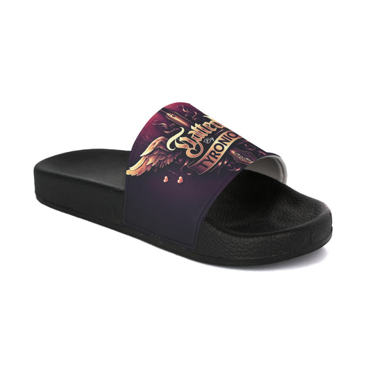 Tatted By Tyronio Womens Stay Strong Winged Heart Comfort Slides