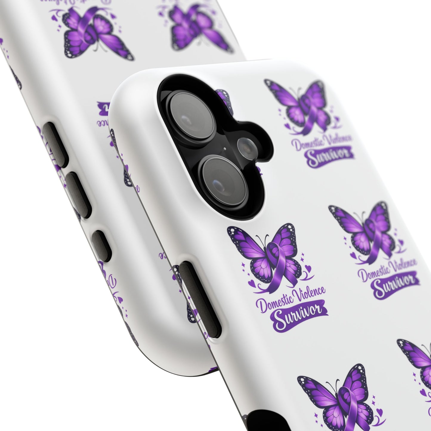Domestic Violence Survivor Purple Butterfly Impact-Resistant iPhone Cover