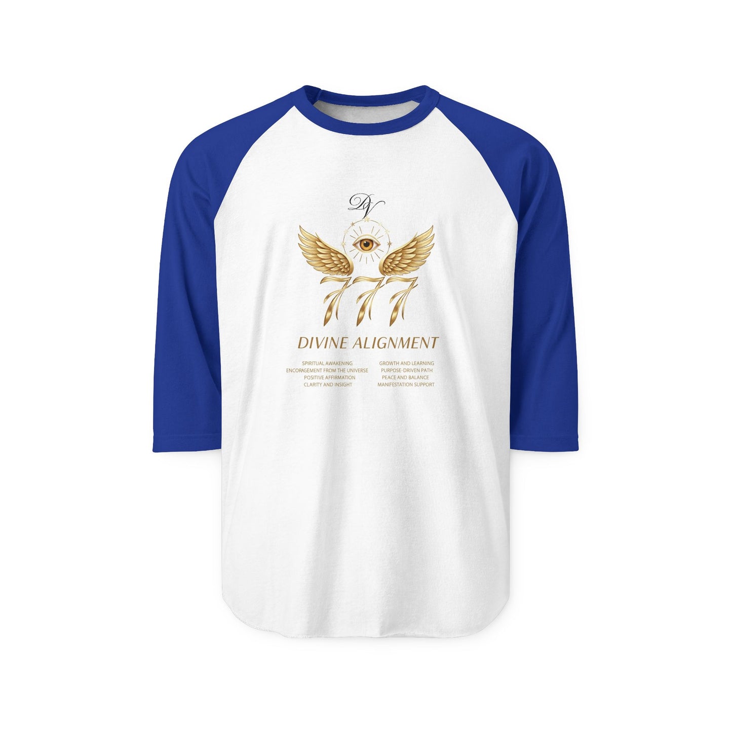Divine Alignment Raglan Shirt — 777 Golden Wings & Third Eye Spiritual Baseball Tee