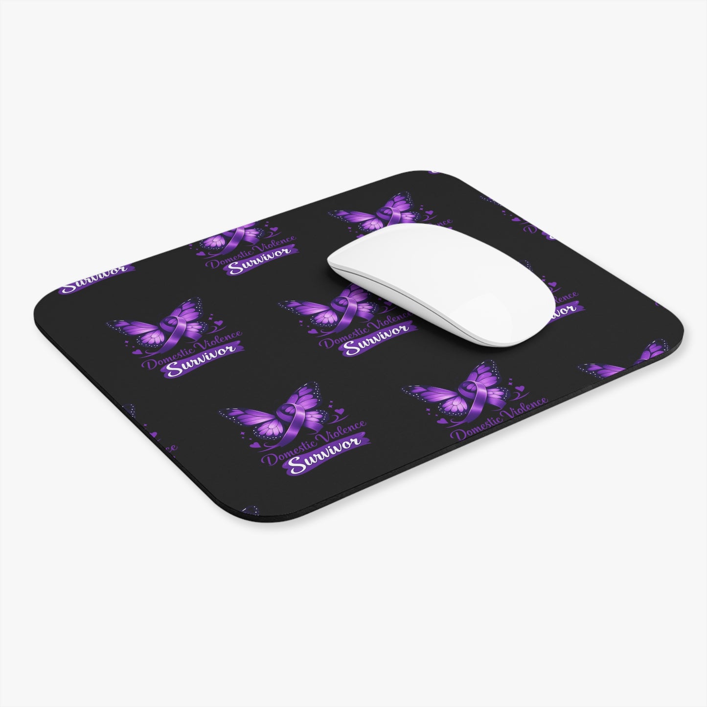 Domestic Violence Survivor Purple Butterfly Mouse Pad — Awareness Desk Mat
