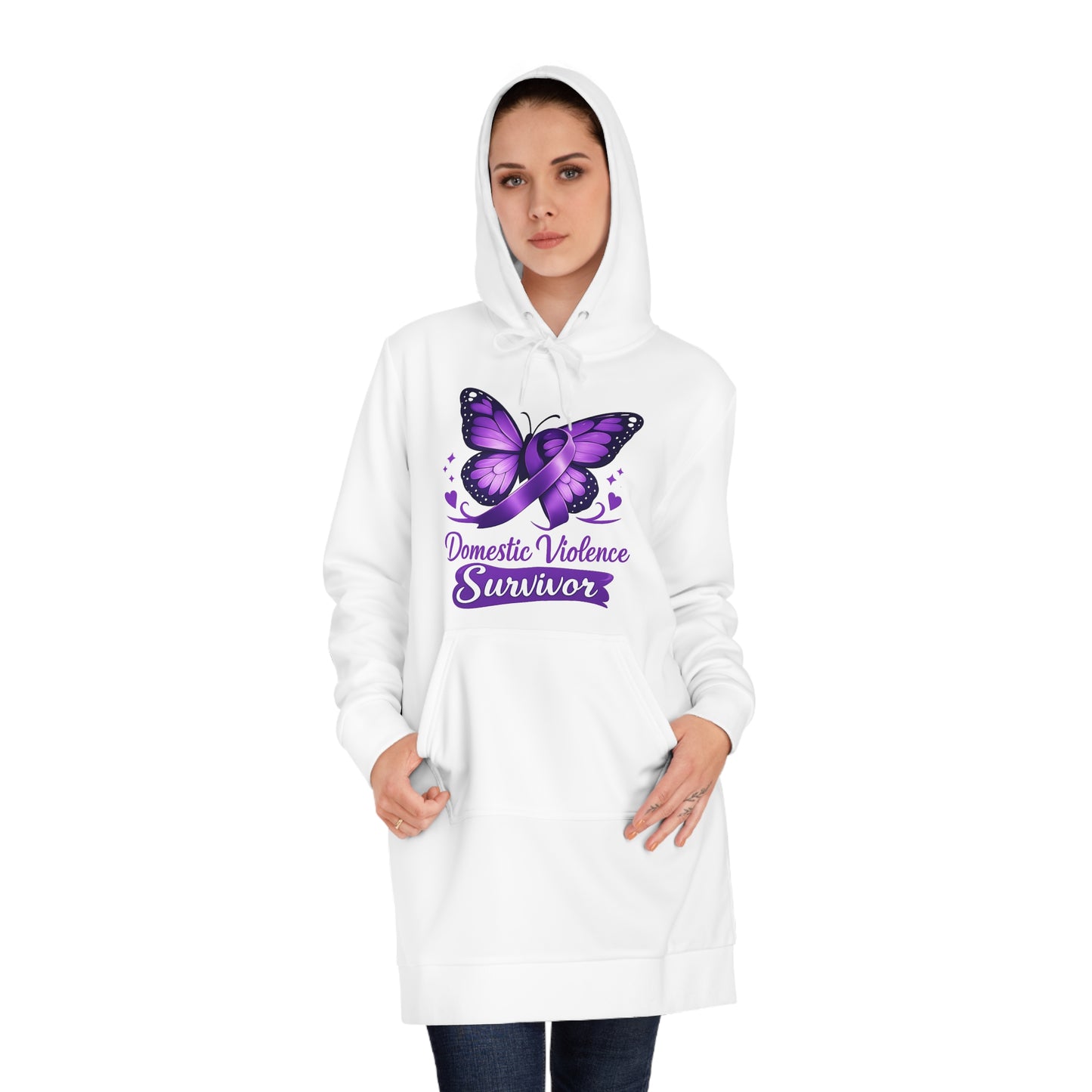 Domestic Violence Survivor Purple Butterfly Hoodie Dress