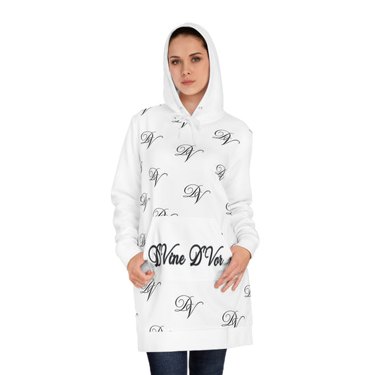 DVine DVor All Over Script Monogram DV Cozy Pullover Hoodie Dress