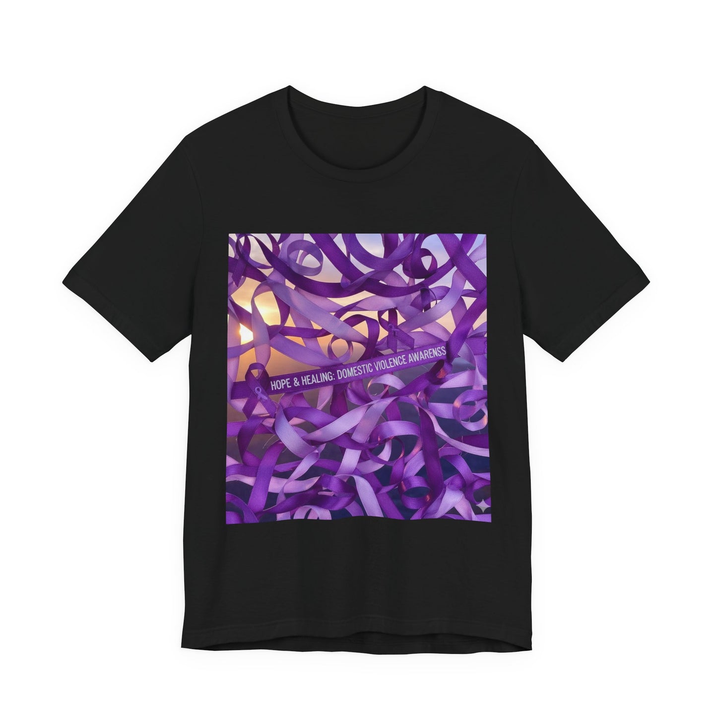 DV Awareness Ribbon Tee — Purple Hope & Healing Short Sleeve Shirt