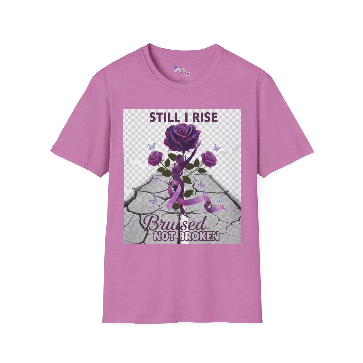 Still I Rise Purple Ribbon Bruised Not Broken Domestic Violence Awareness Tee