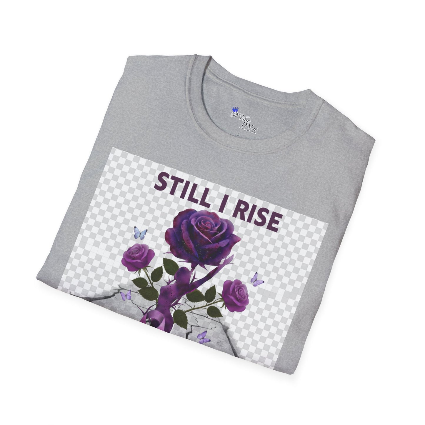 Still I Rise Purple Ribbon Bruised Not Broken Domestic Violence Awareness Tee