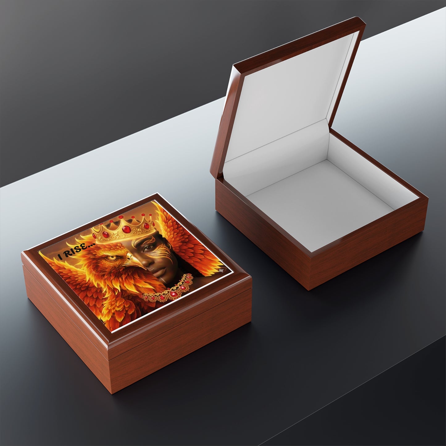 Jewelry Box - I Rise Phoenix Queen Art Decorative Gemstone Keepsake Box