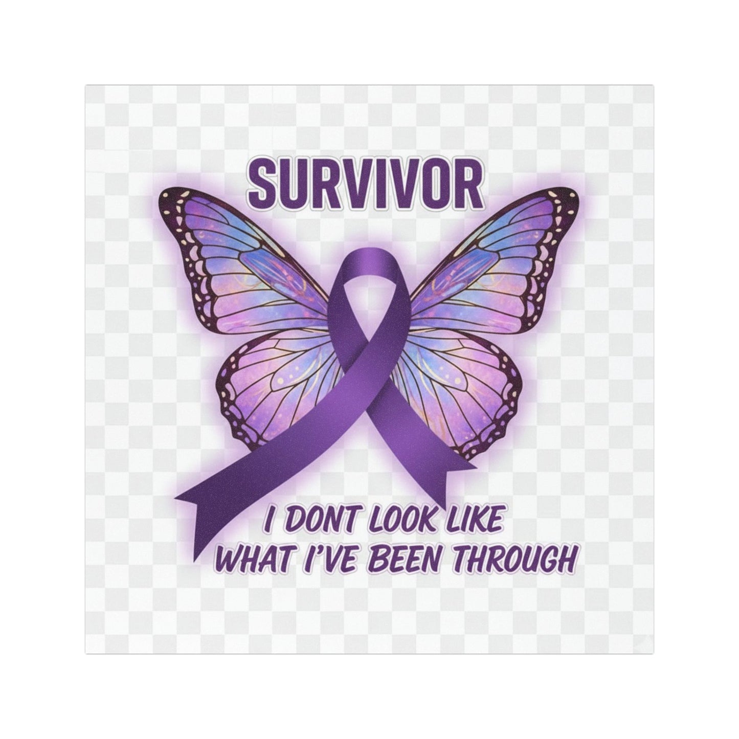 Survivor Purple Ribbon Butterfly Car Magnet – "I Don't Look Like What I've Been Through"