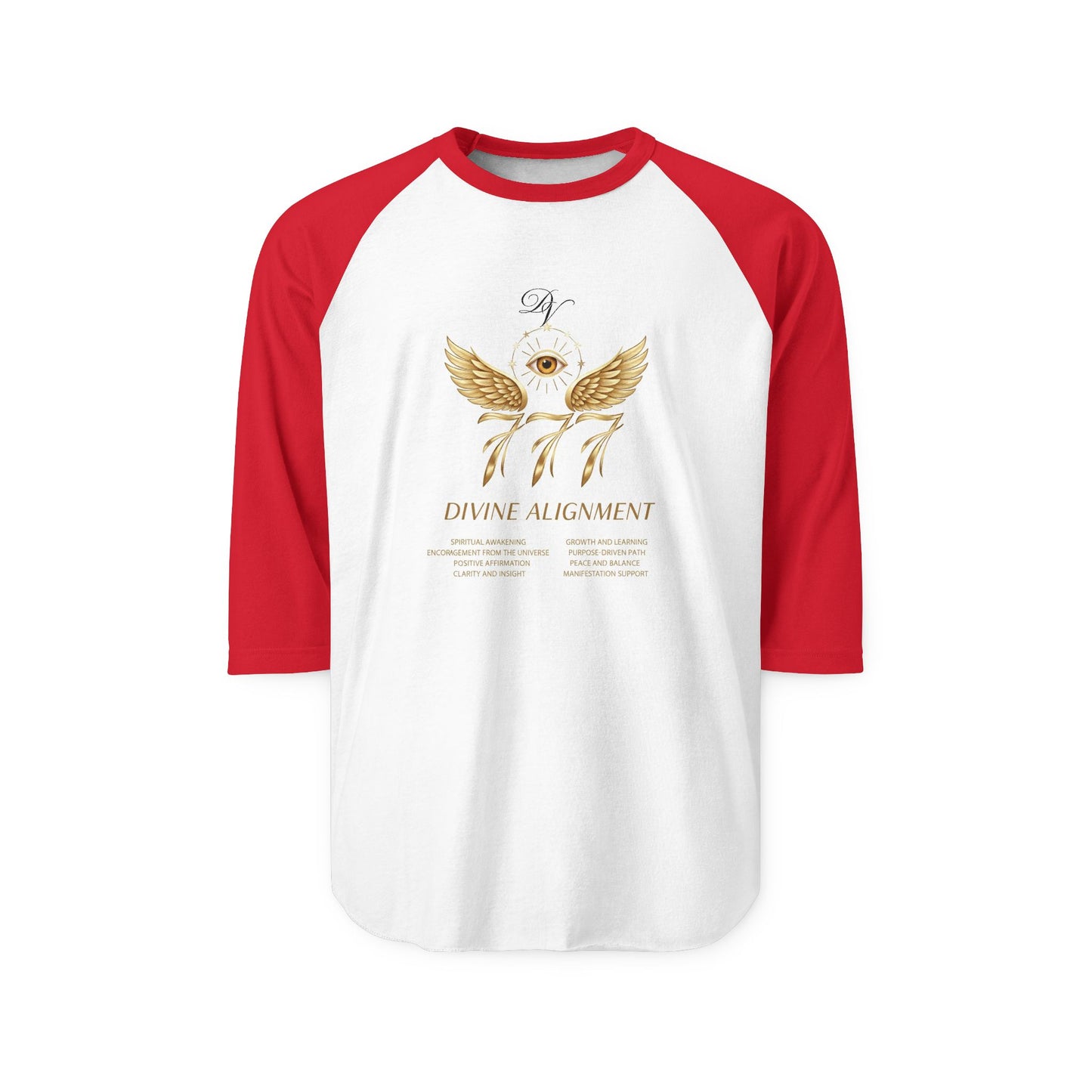 Divine Alignment Raglan Shirt — 777 Golden Wings & Third Eye Spiritual Baseball Tee