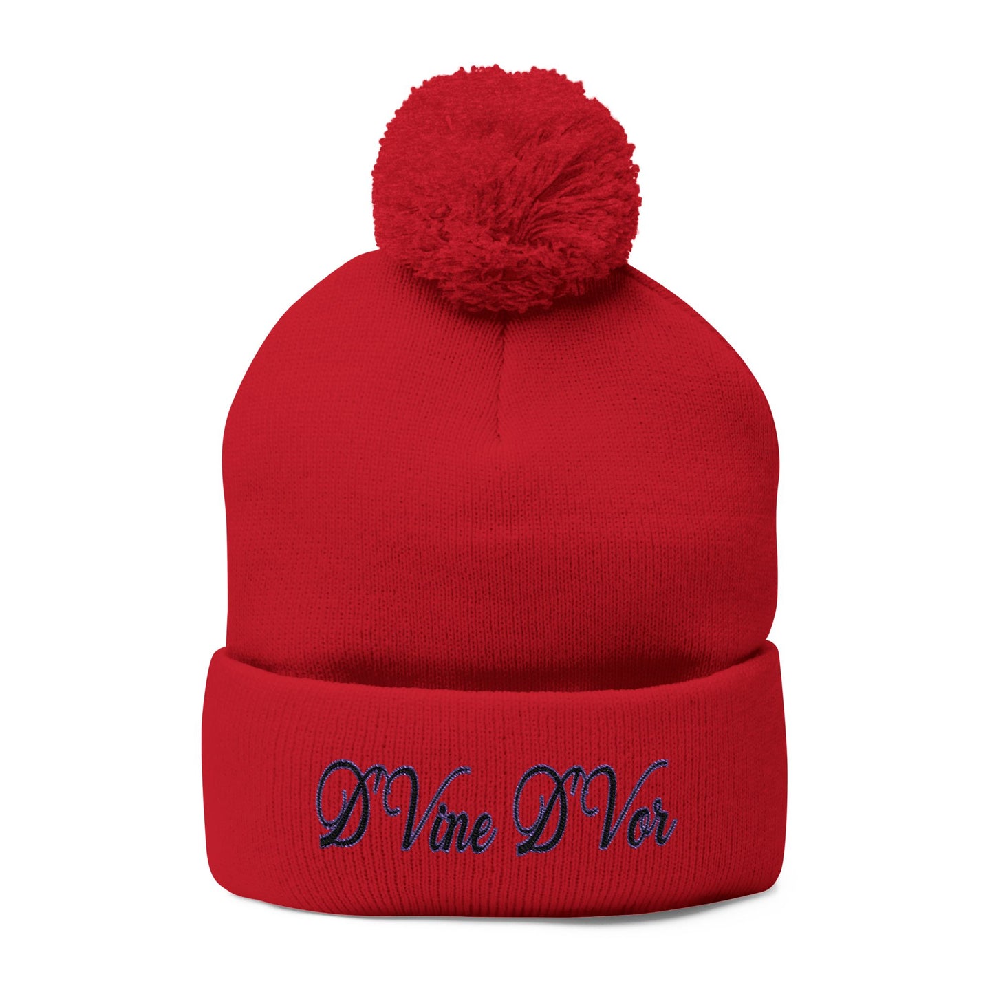DVine Dvor Embroidered Pom-Pom Beanie