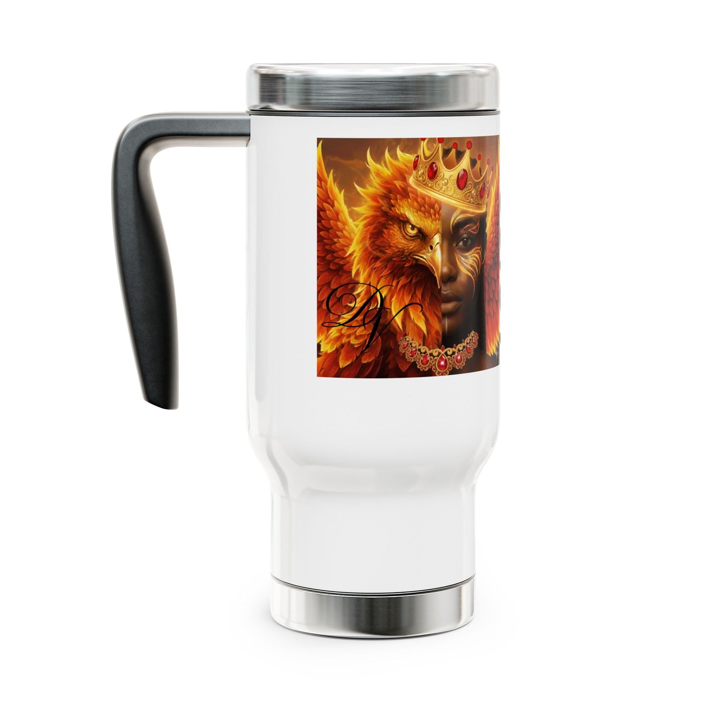 I Rise Phoenix Travel Mug  14oz Stainless Steel Tumbler with Handle