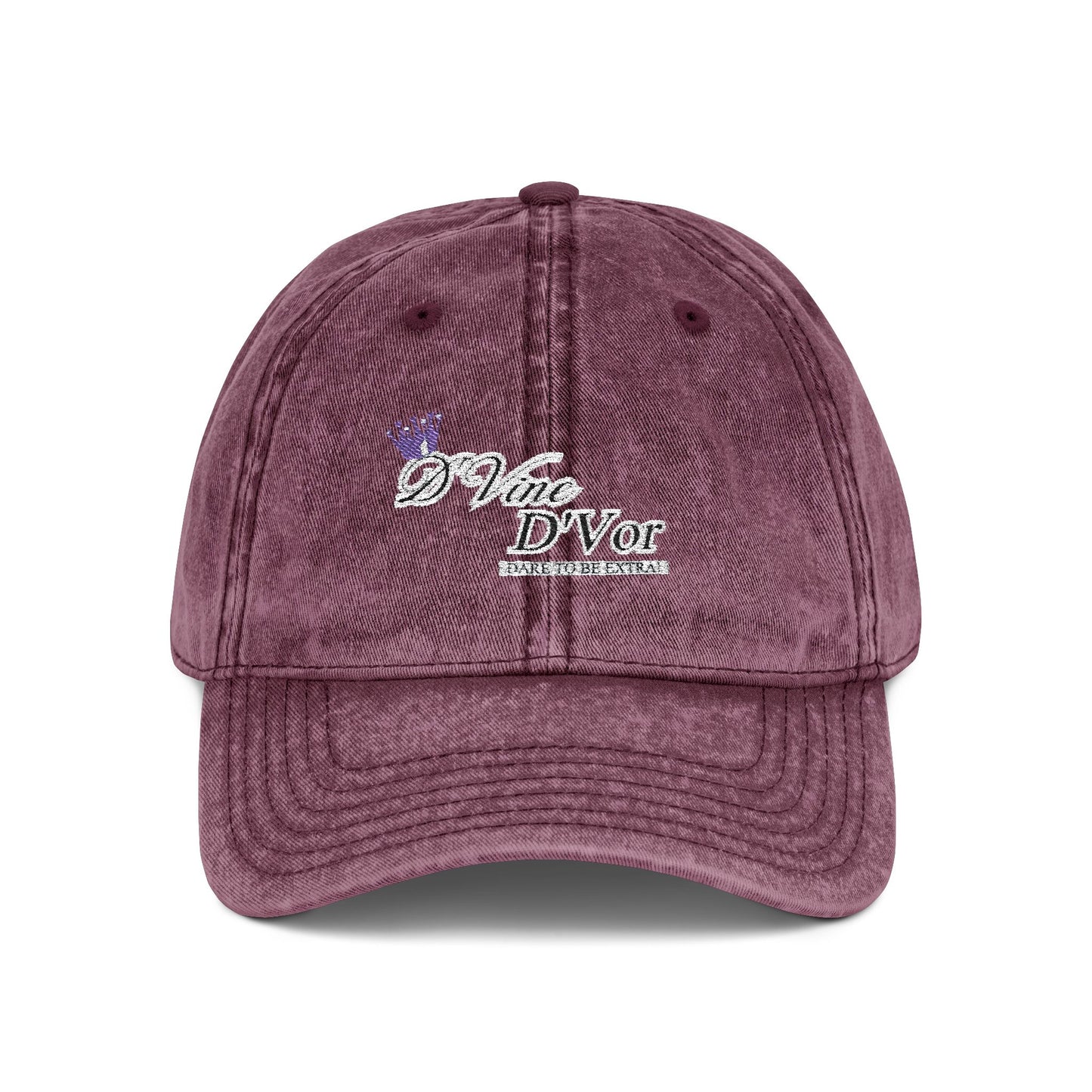 DVine DVor Vintage Embroidered Cap Retro Distressed Dad Hat with Script Logo