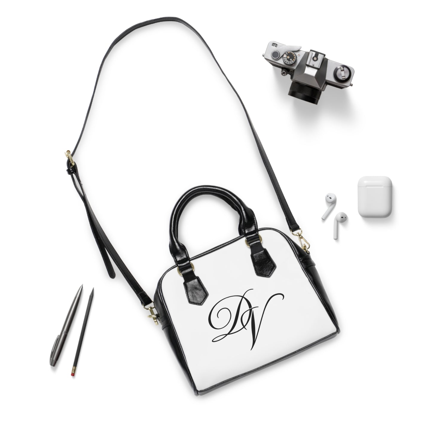 DVine DVor Monogram Shoulder Handbag With Elegant DV Script Initials