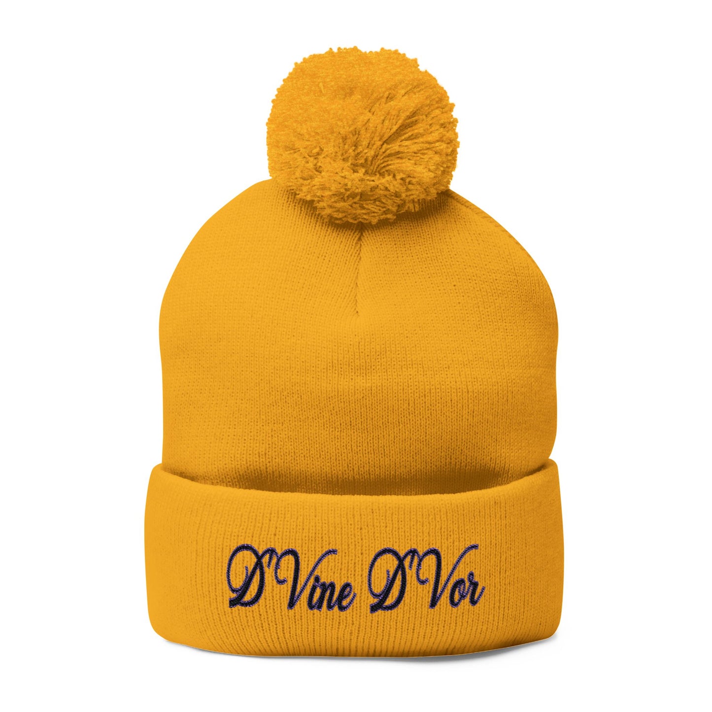 DVine Dvor Embroidered Pom-Pom Beanie