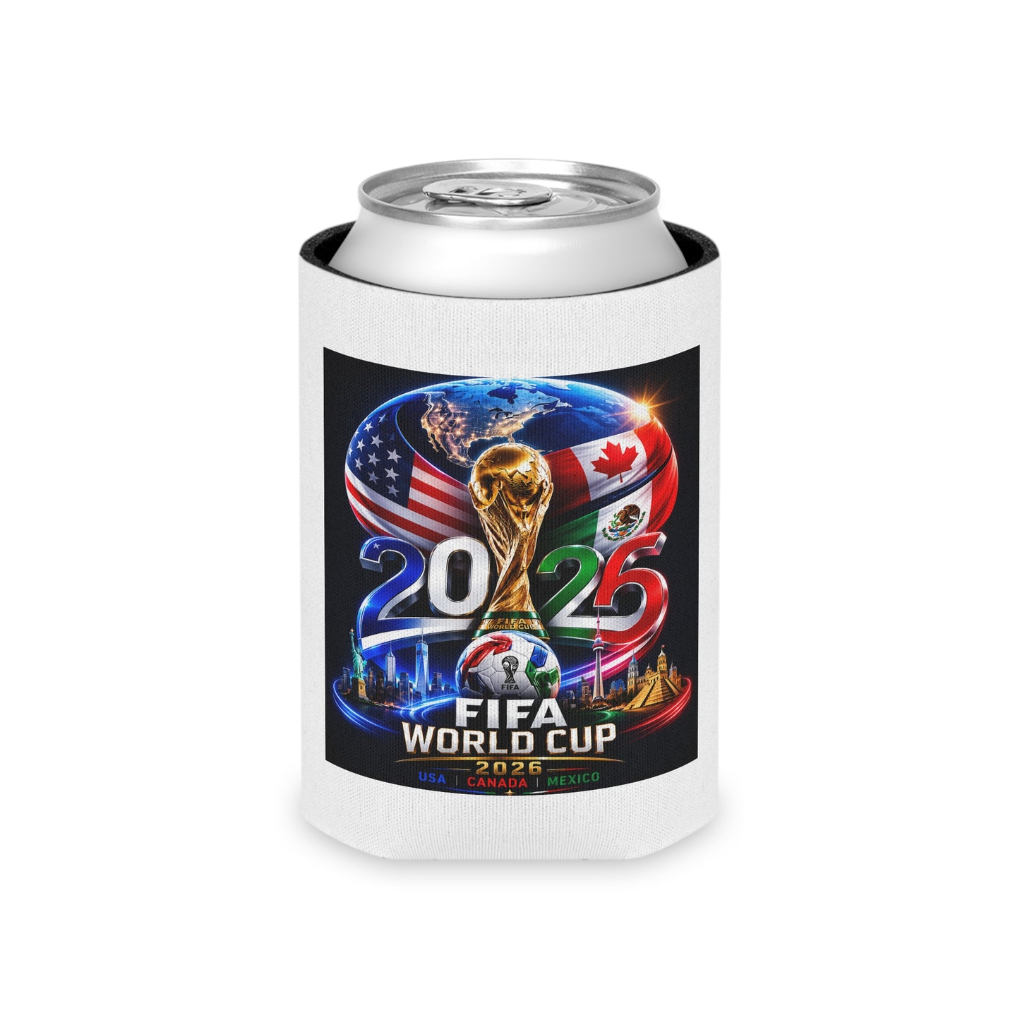FIFA World Cup 2026 Can Cooler – USA Canada Mexico Soccer Koozie