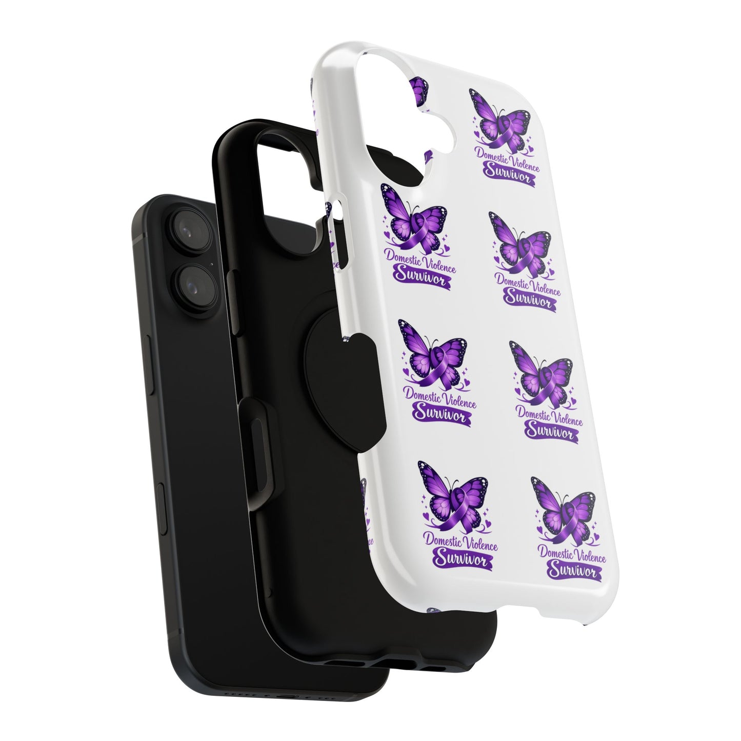 Domestic Violence Survivor Purple Butterfly Impact-Resistant iPhone Cover