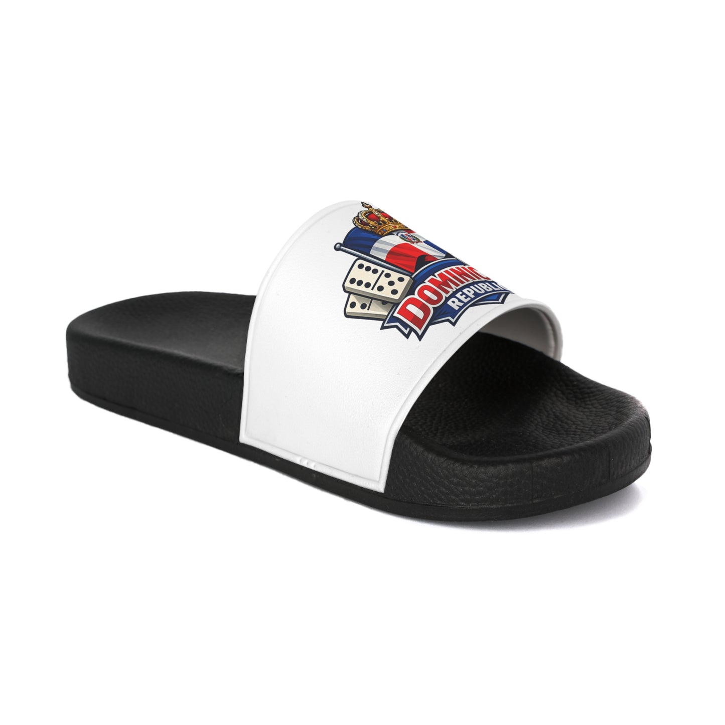 Dominican Republic Flag & Landmark Slide Sandals — Men's Tropical Vacation Pool Slides