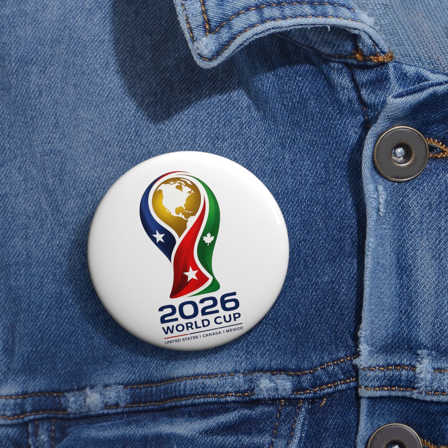 2026 World Cup Pin Button – USA/Canada/Mexico Soccer Badge