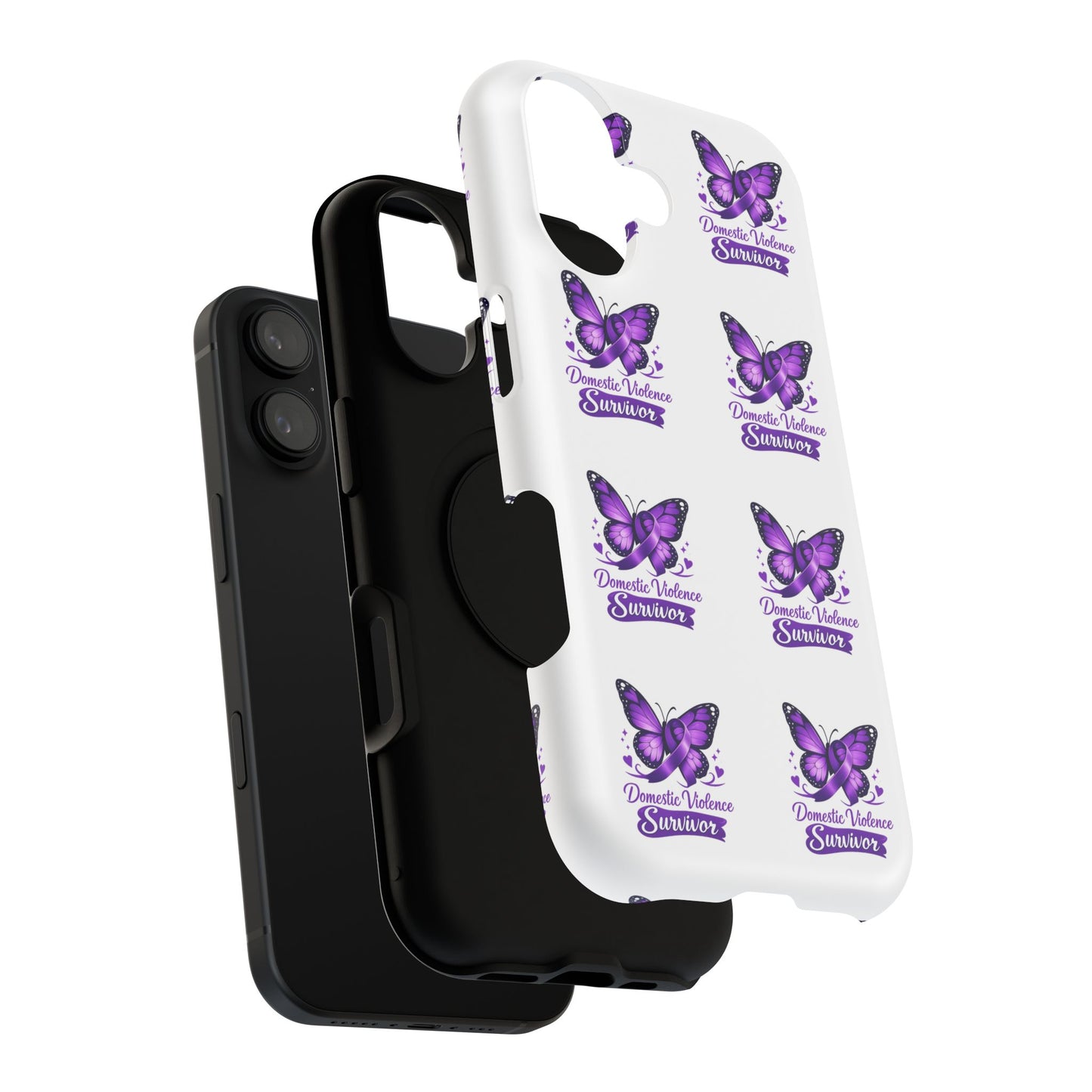 Domestic Violence Survivor Purple Butterfly Impact-Resistant iPhone Cover