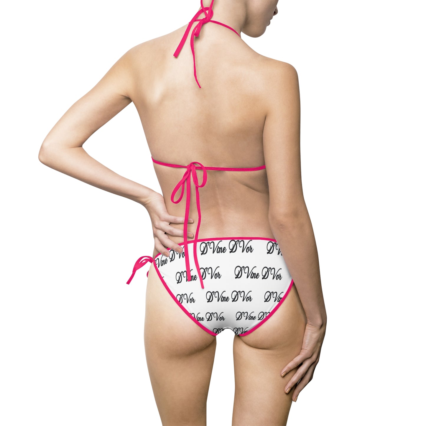DVine DVor Monogram Script Bikini Swimsuit Tie Side Two Piece