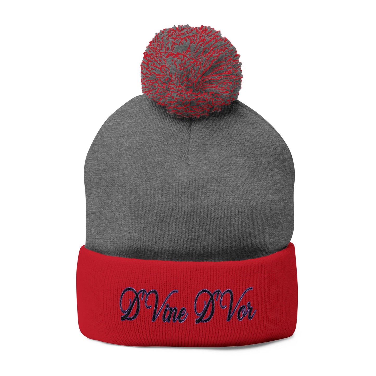 DVine Dvor Embroidered Pom-Pom Beanie