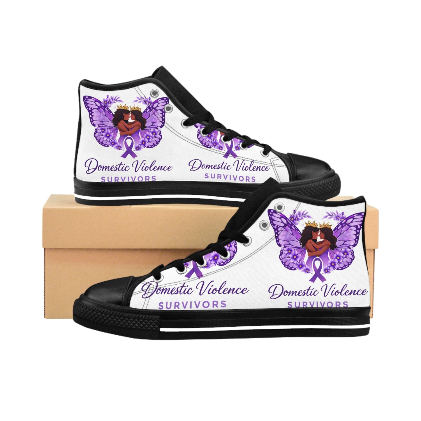 Domestic Violence Survivor Purple Butterfly Awareness HighTop Sneakers