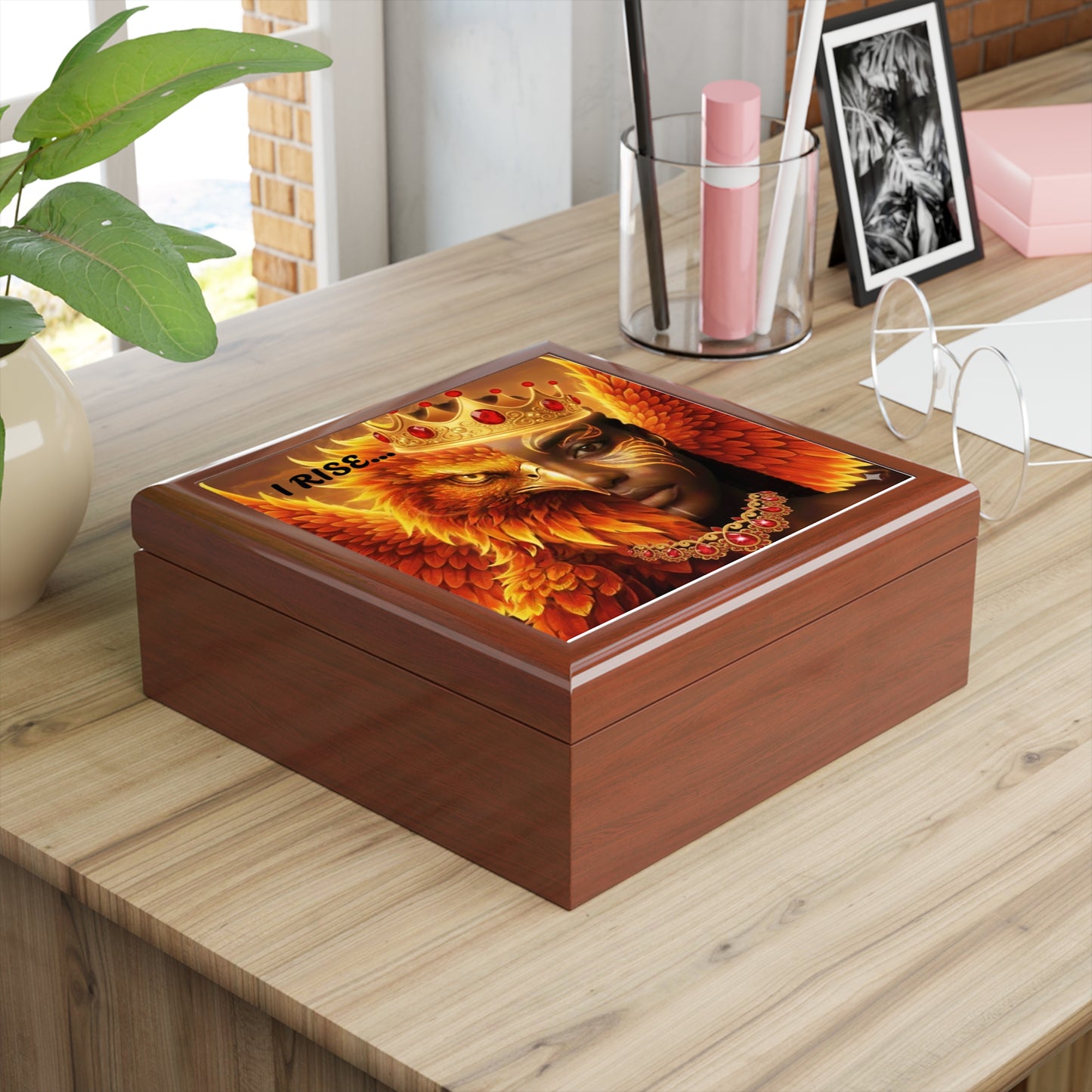 Jewelry Box - I Rise Phoenix Queen Art Decorative Gemstone Keepsake Box