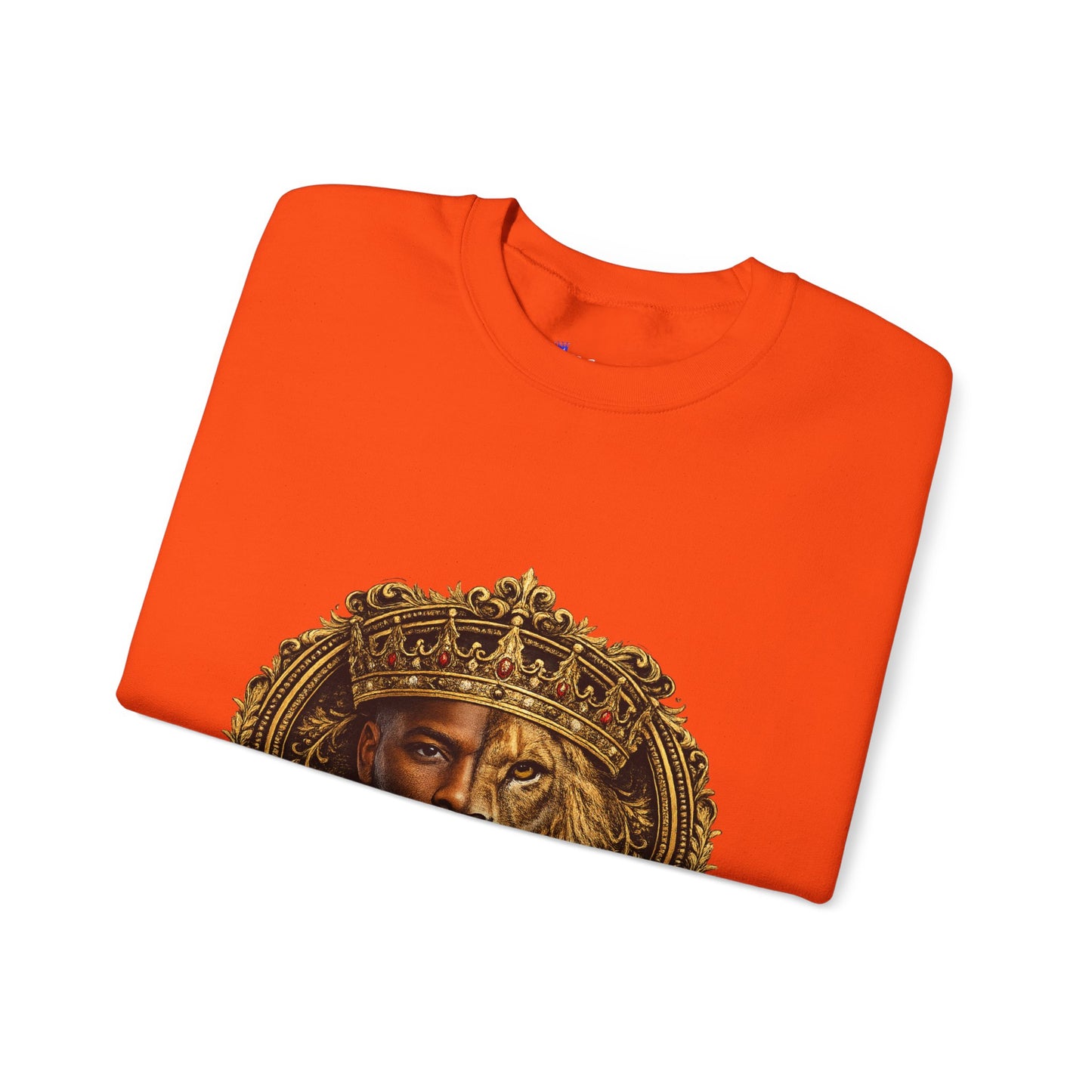 King of All Kings Crewneck Sweatshirt — Crowned Lion & Portrait Graphic