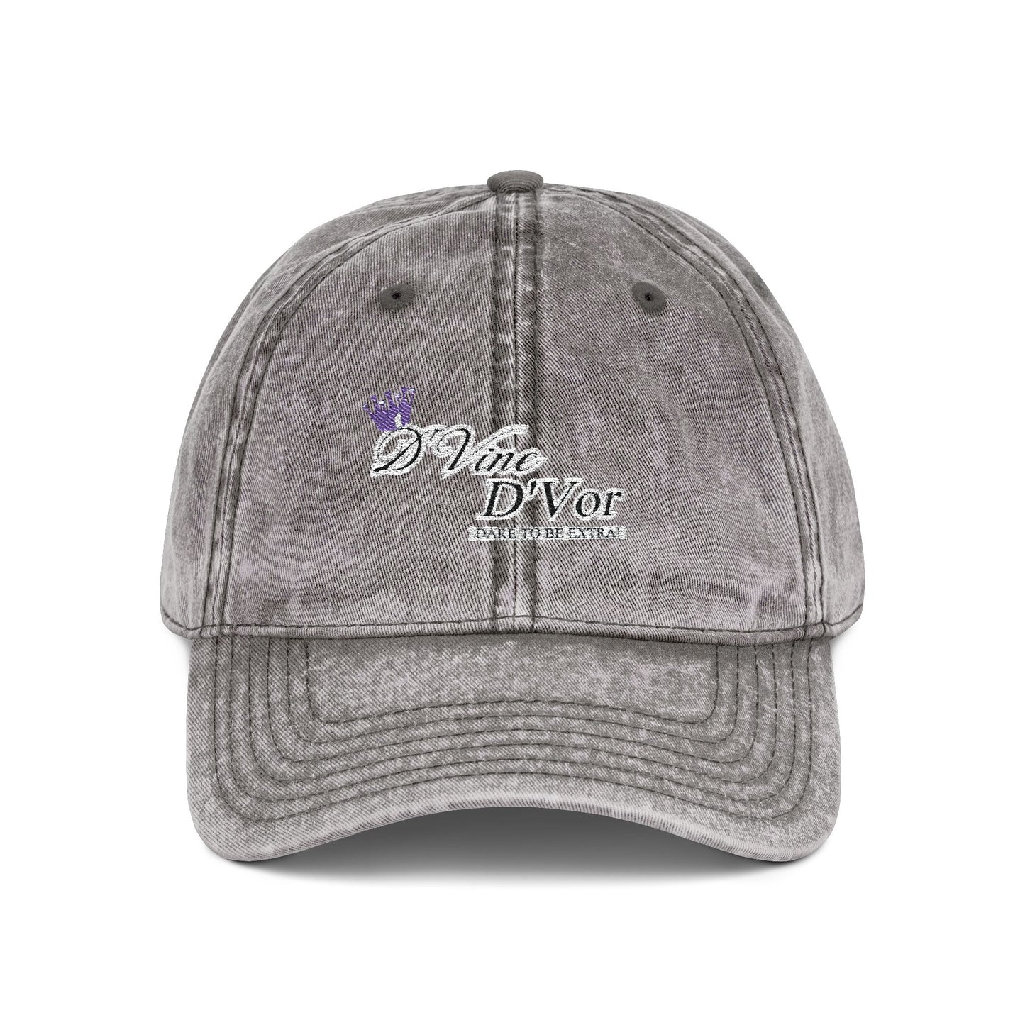 DVine DVor Vintage Embroidered Cap Retro Distressed Dad Hat with Script Logo