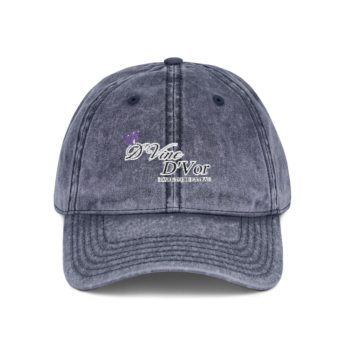 DVine DVor Vintage Embroidered Cap Retro Distressed Dad Hat with Script Logo