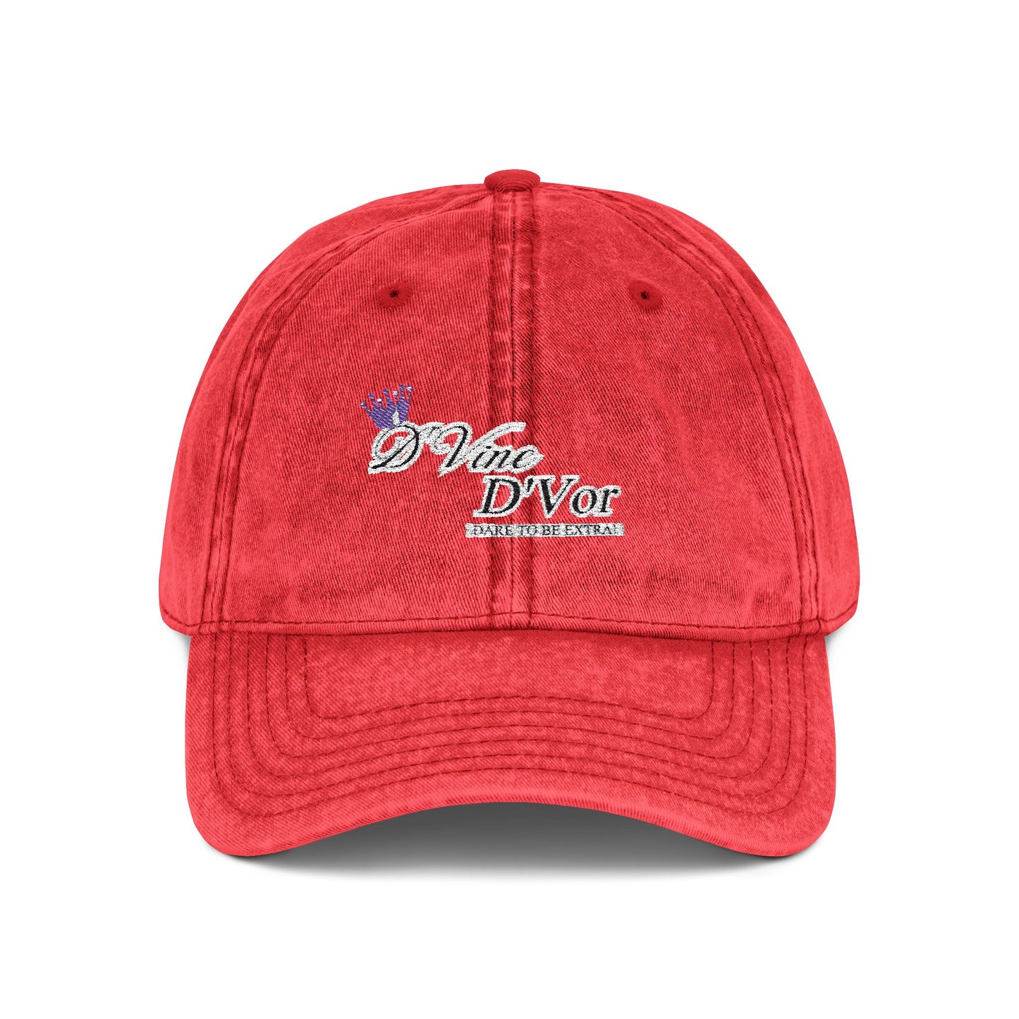 DVine DVor Vintage Embroidered Cap Retro Distressed Dad Hat with Script Logo