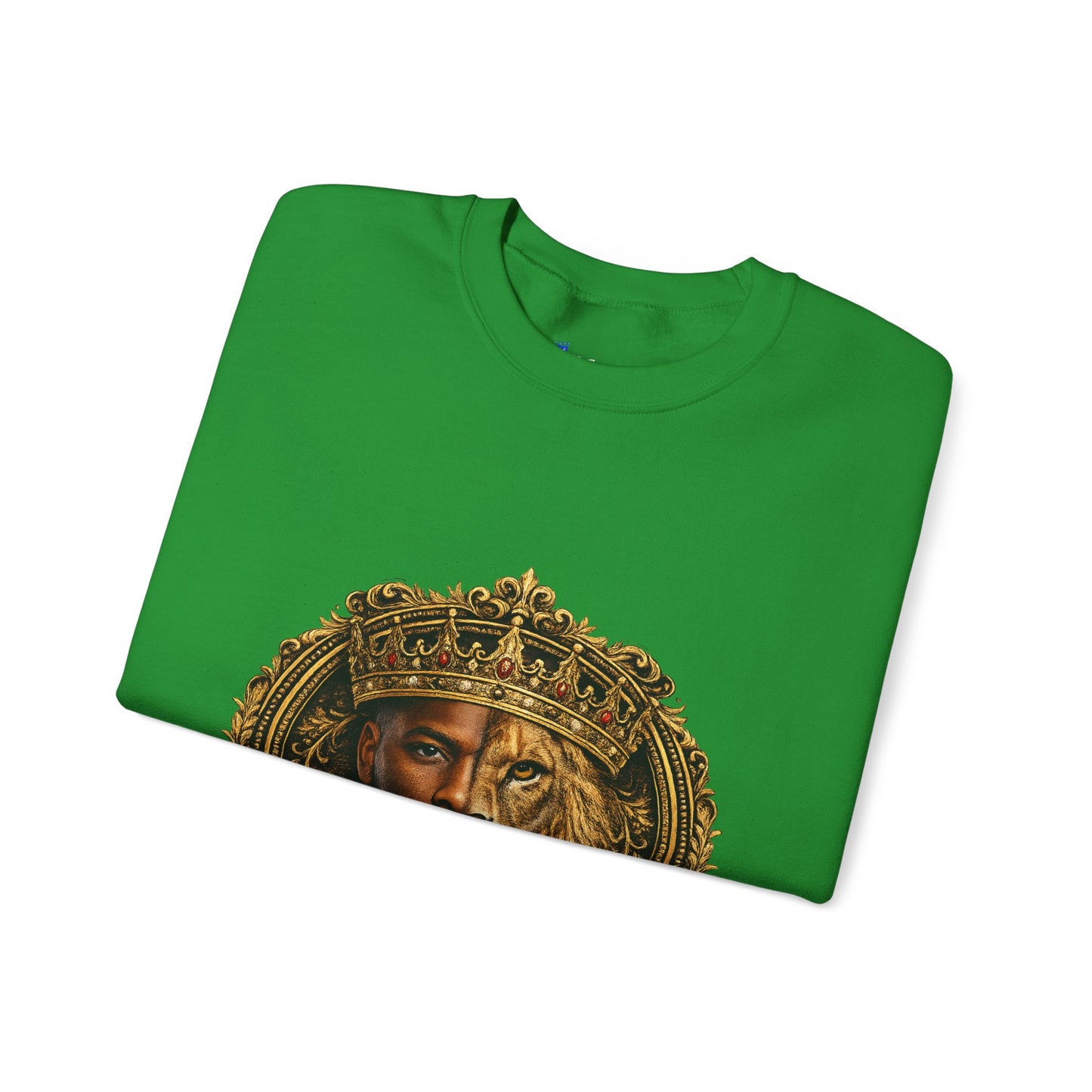 King of All Kings Crewneck Sweatshirt — Crowned Lion & Portrait Graphic