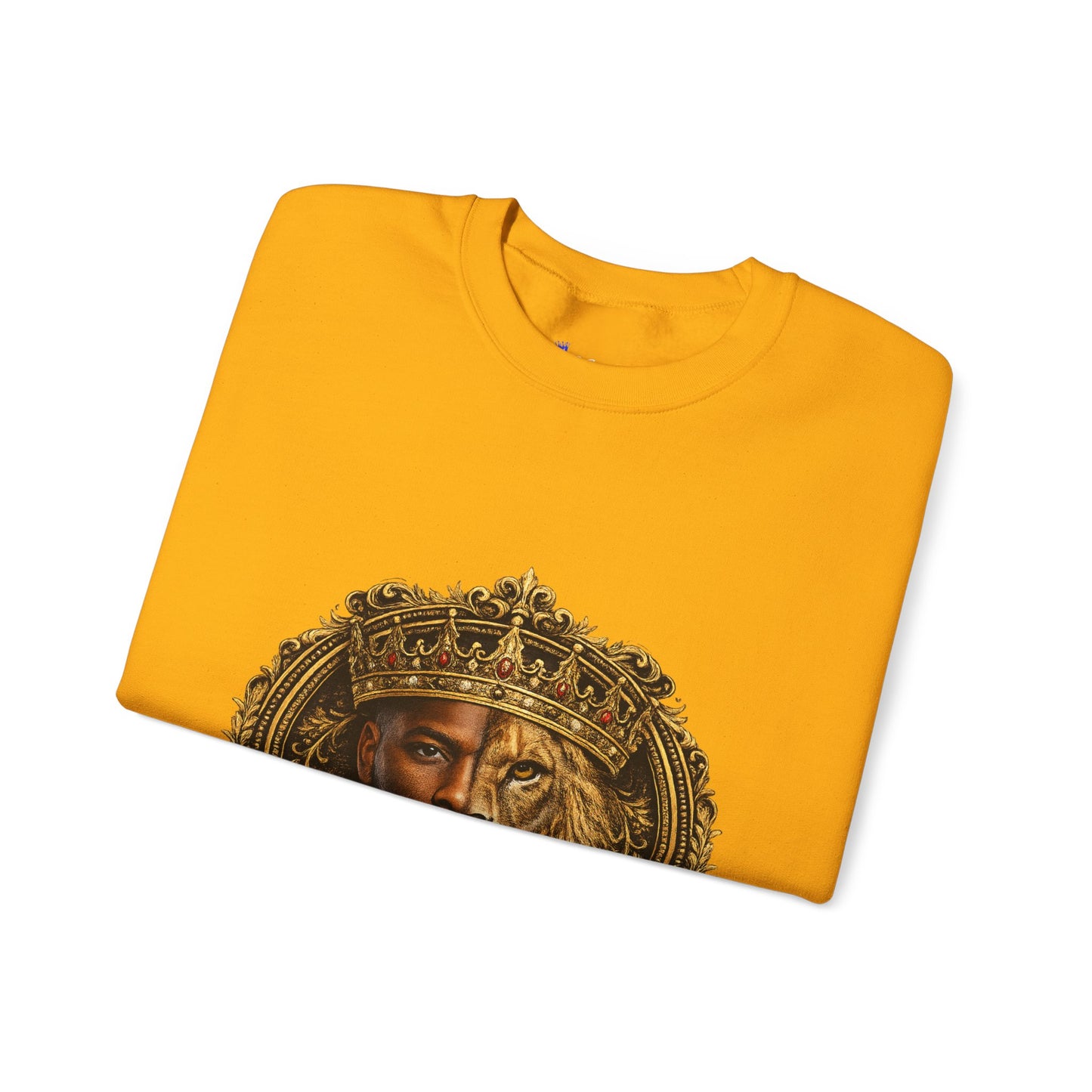 King of All Kings Crewneck Sweatshirt — Crowned Lion & Portrait Graphic