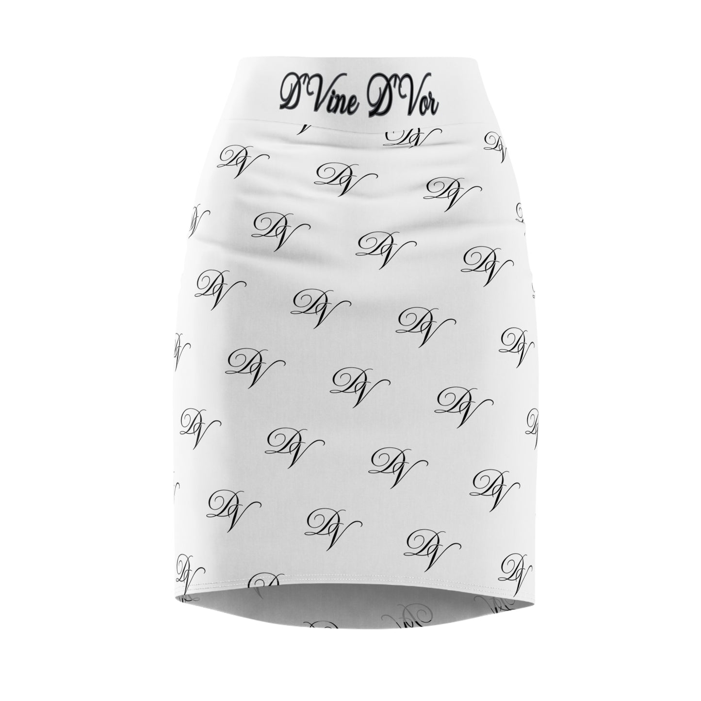DVine DVor Monogram Pencil Skirt  Elegant DV All-Over Print