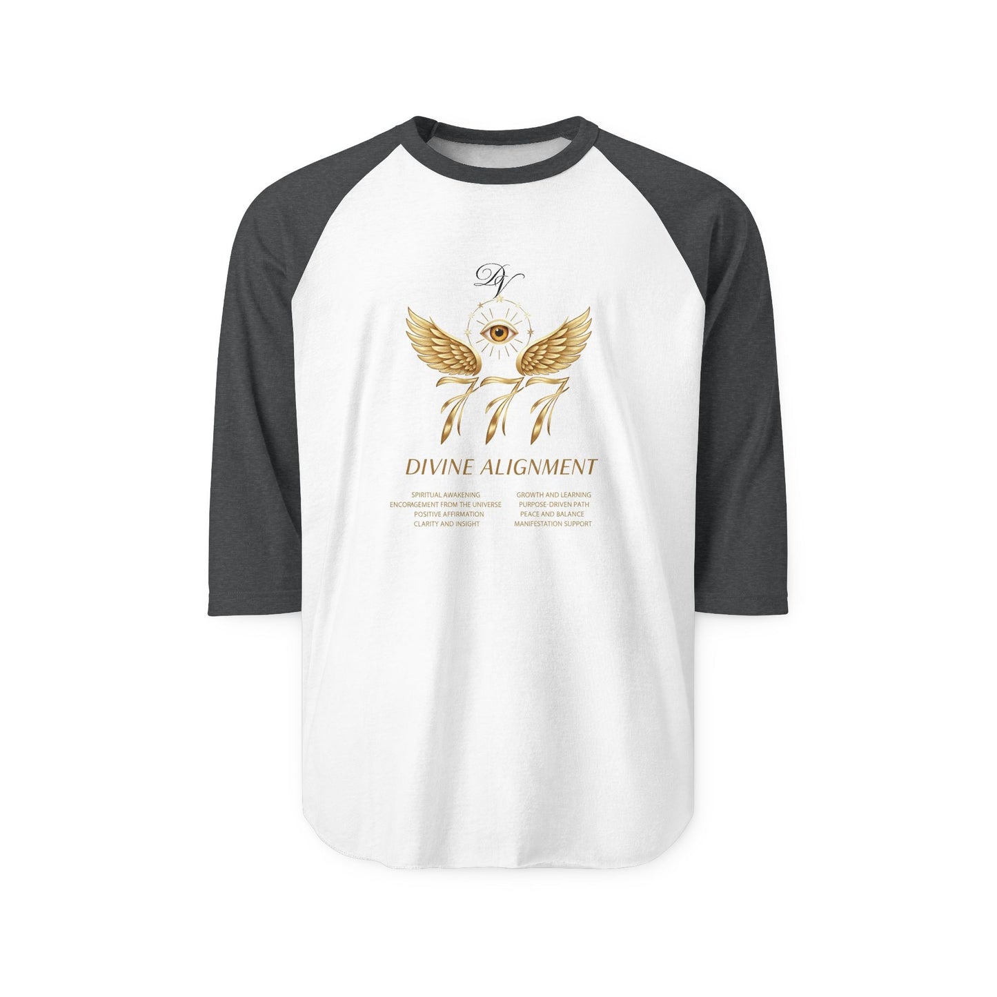 Divine Alignment Raglan Shirt — 777 Golden Wings & Third Eye Spiritual Baseball Tee