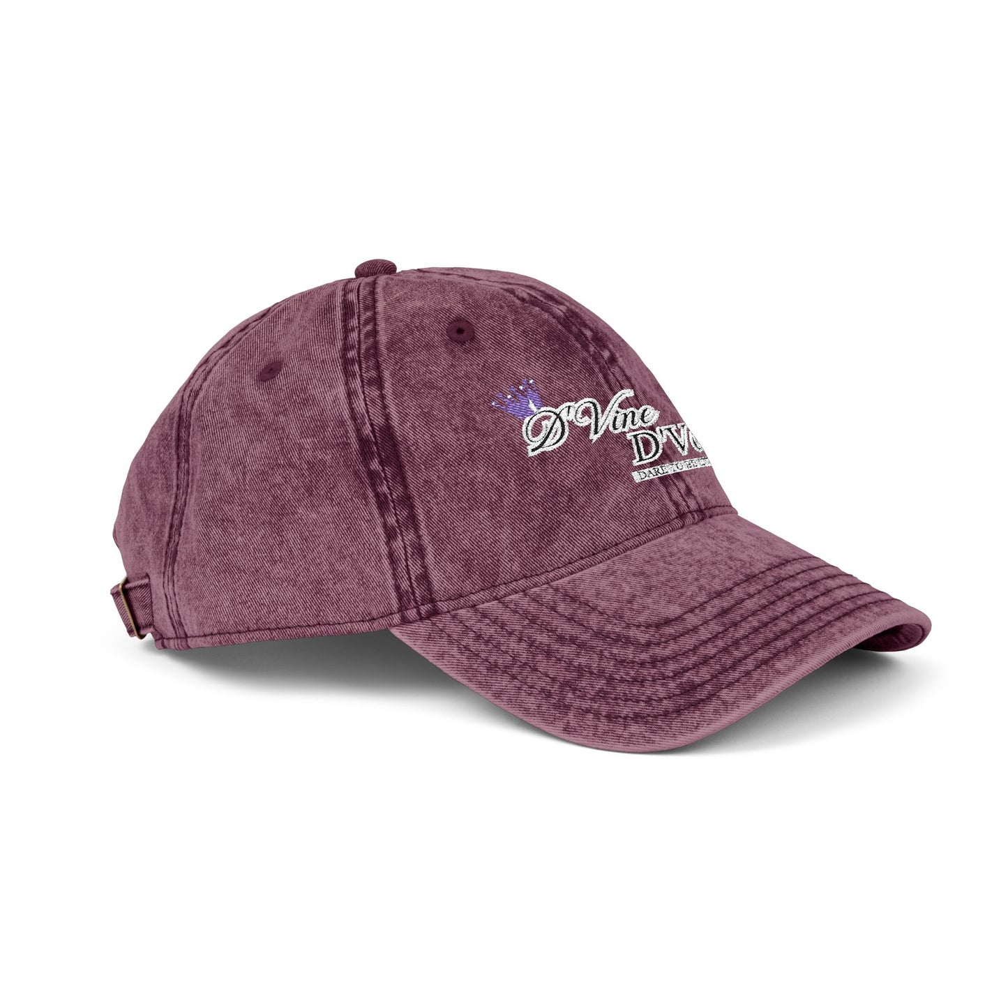DVine DVor Vintage Embroidered Cap Retro Distressed Dad Hat with Script Logo
