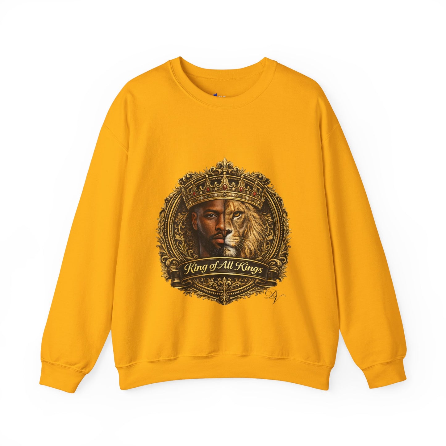 King of All Kings Crewneck Sweatshirt — Crowned Lion & Portrait Graphic