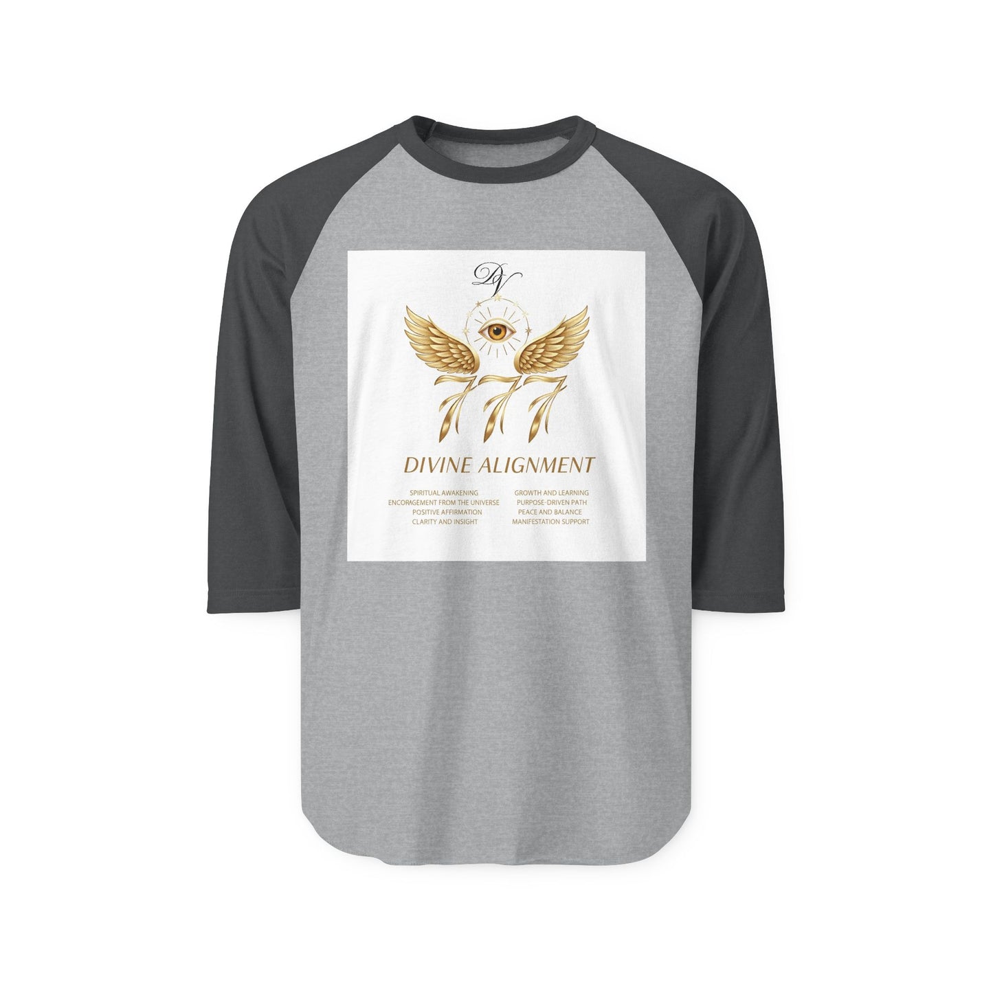 Divine Alignment Raglan Shirt — 777 Golden Wings & Third Eye Spiritual Baseball Tee
