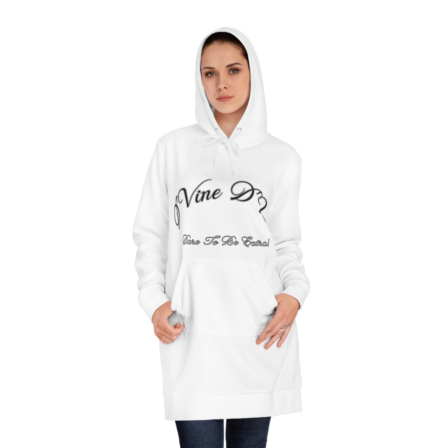 DVine DVor Script Logo Dare To Be Extra Hoodie Dress