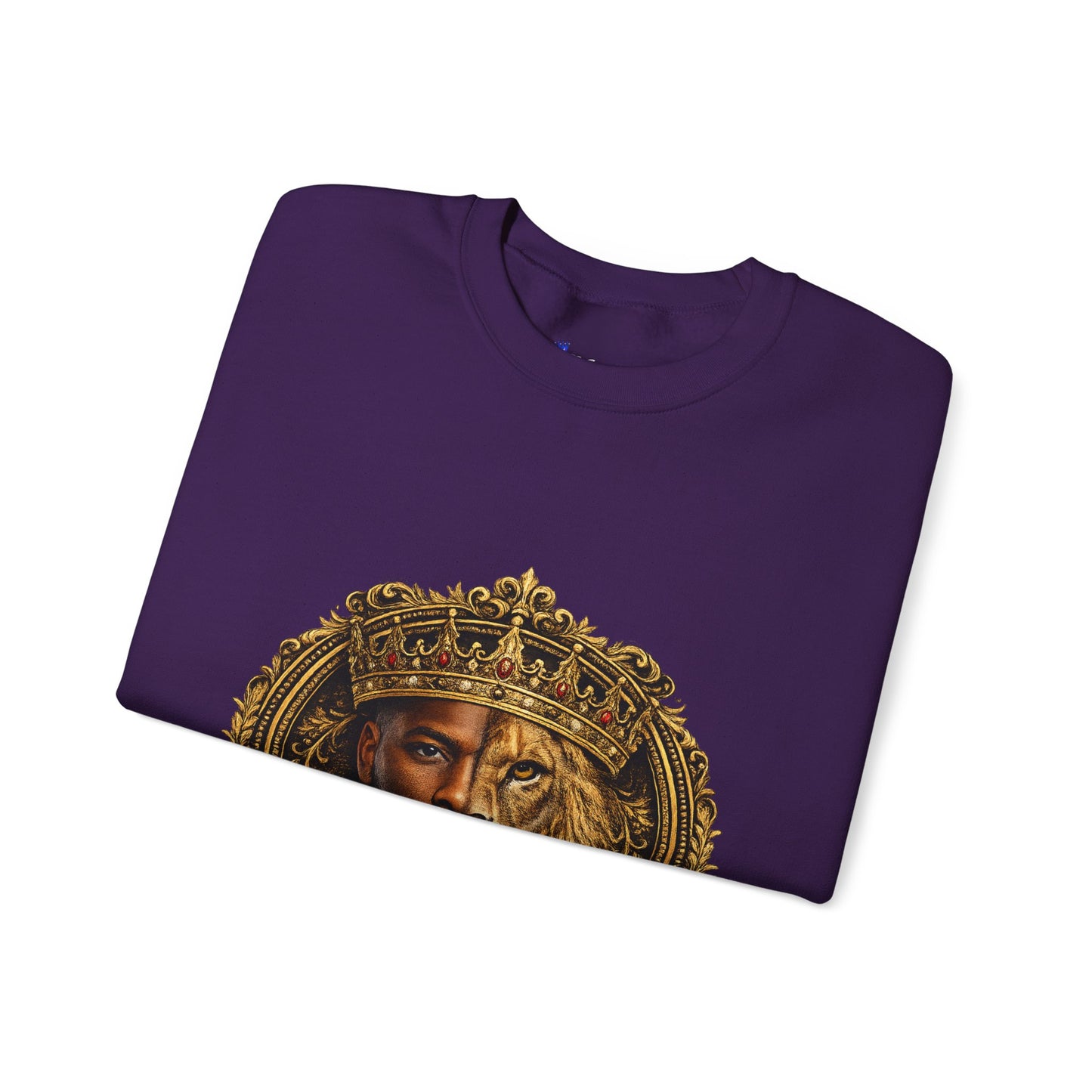 King of All Kings Crewneck Sweatshirt — Crowned Lion & Portrait Graphic