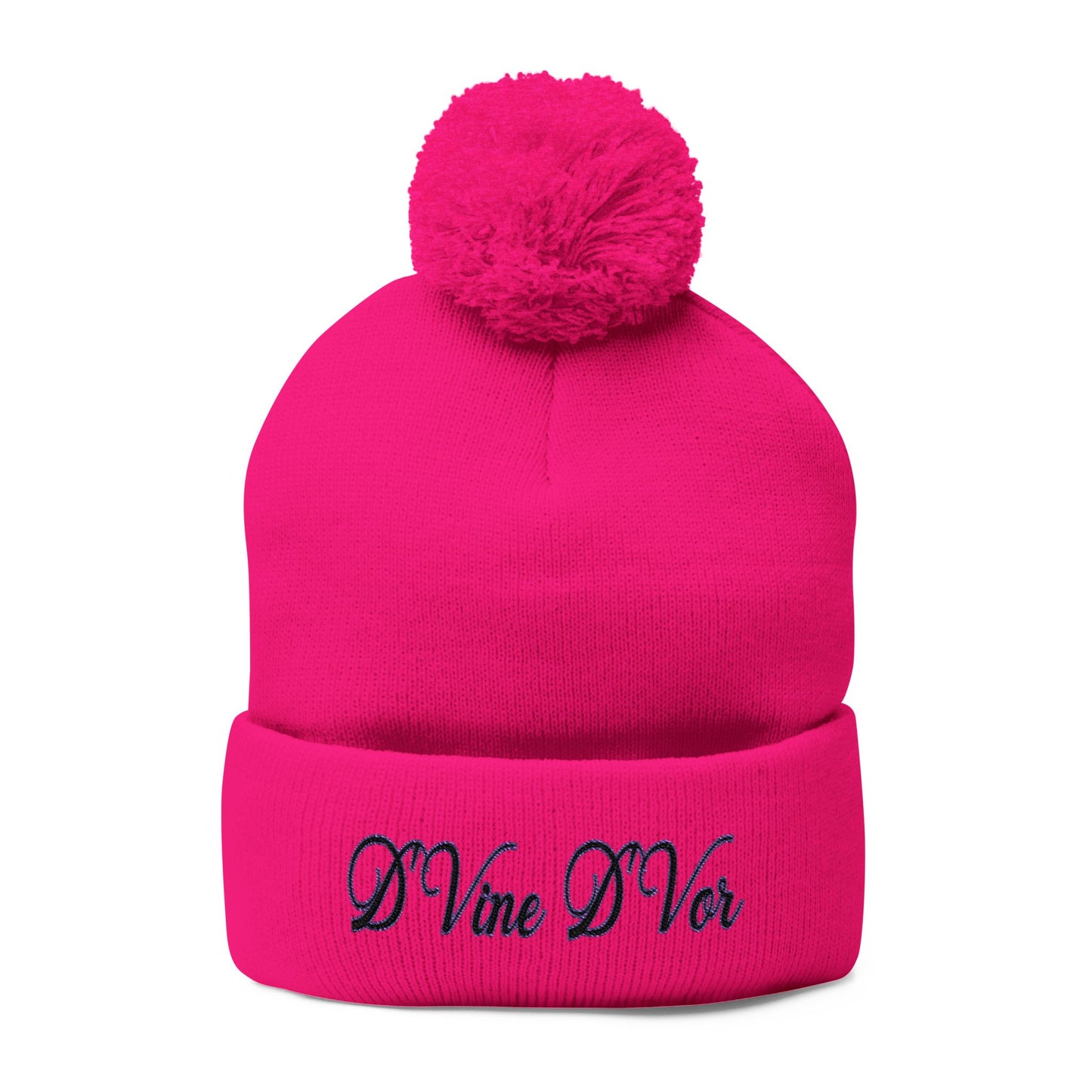DVine Dvor Embroidered Pom-Pom Beanie
