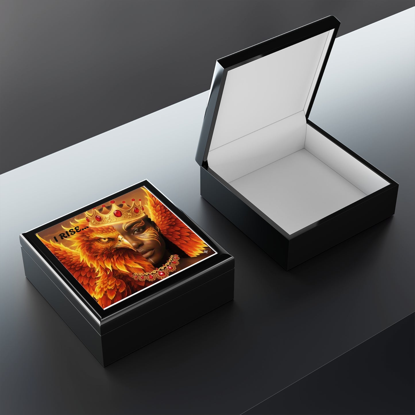 Jewelry Box - I Rise Phoenix Queen Art Decorative Gemstone Keepsake Box