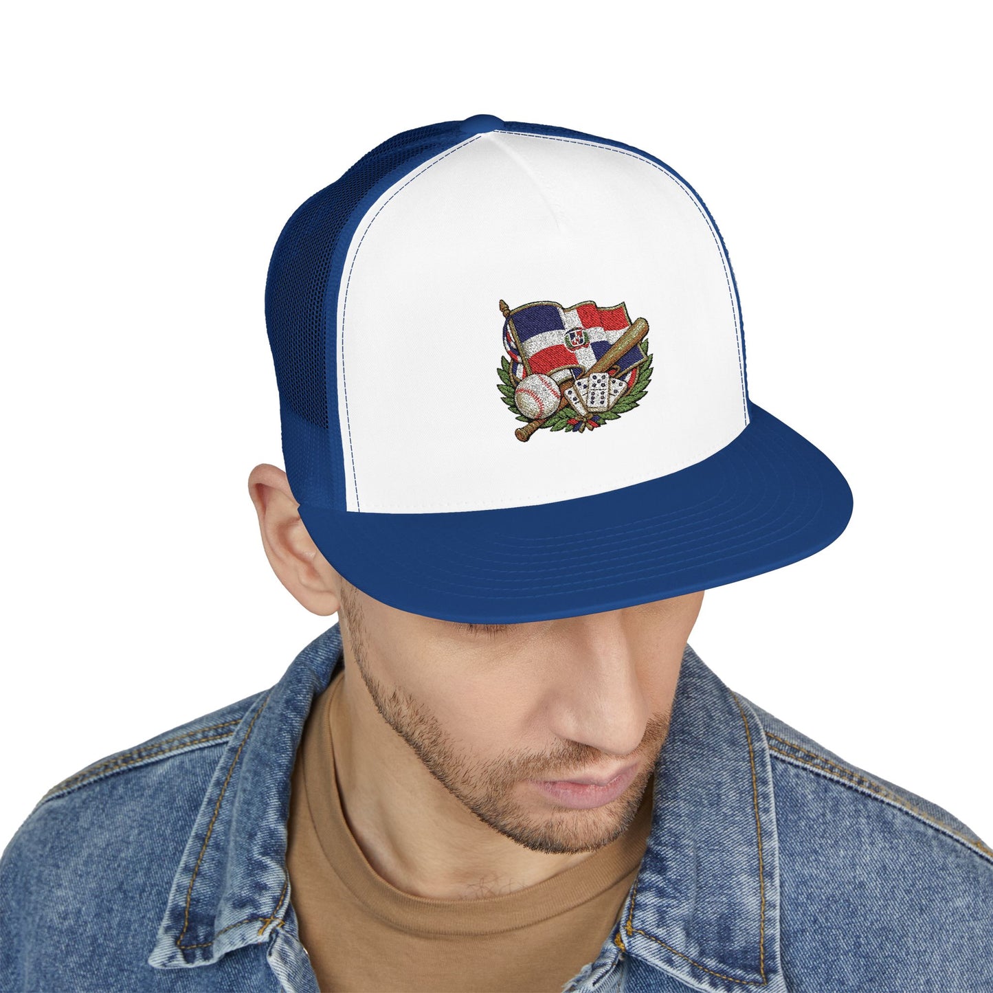 Dominican Republic Embroidered Vintage State Flag Trucker Cap