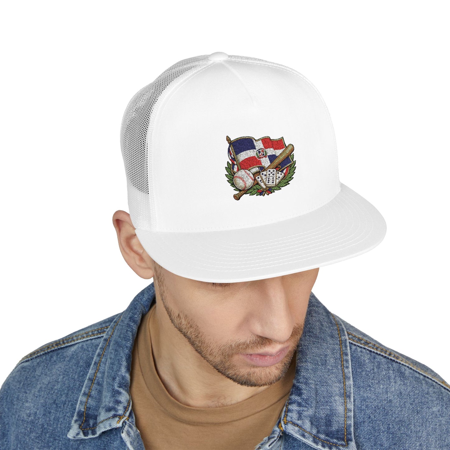 Dominican Republic Embroidered Vintage State Flag Trucker Cap